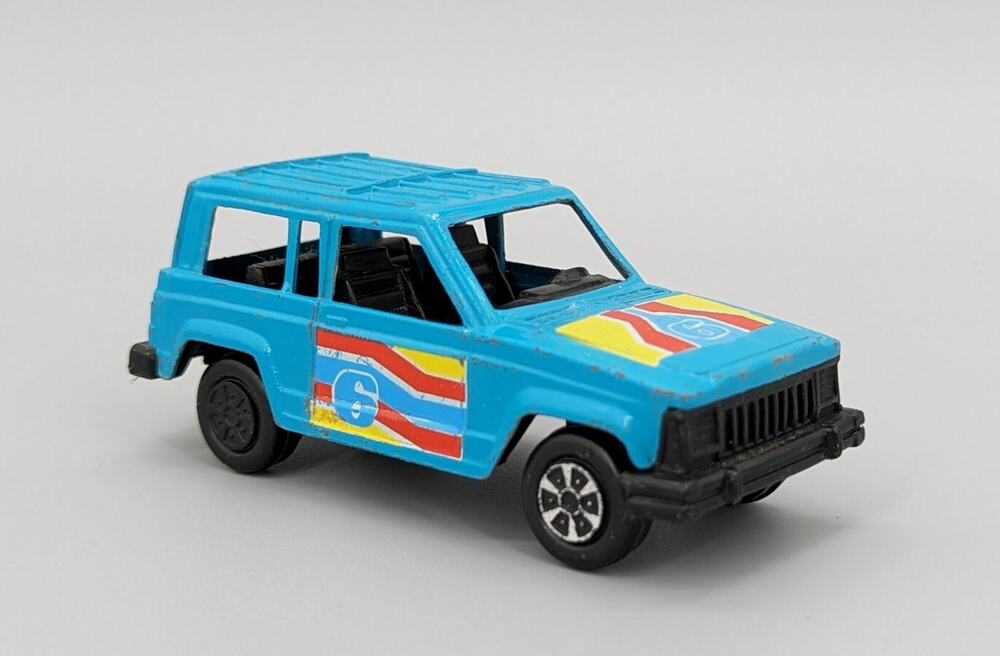Vintage Tootsietoy Jeep Cherokee 4x4 Teal Blue 4" Diecast & Plastic Car 1980s